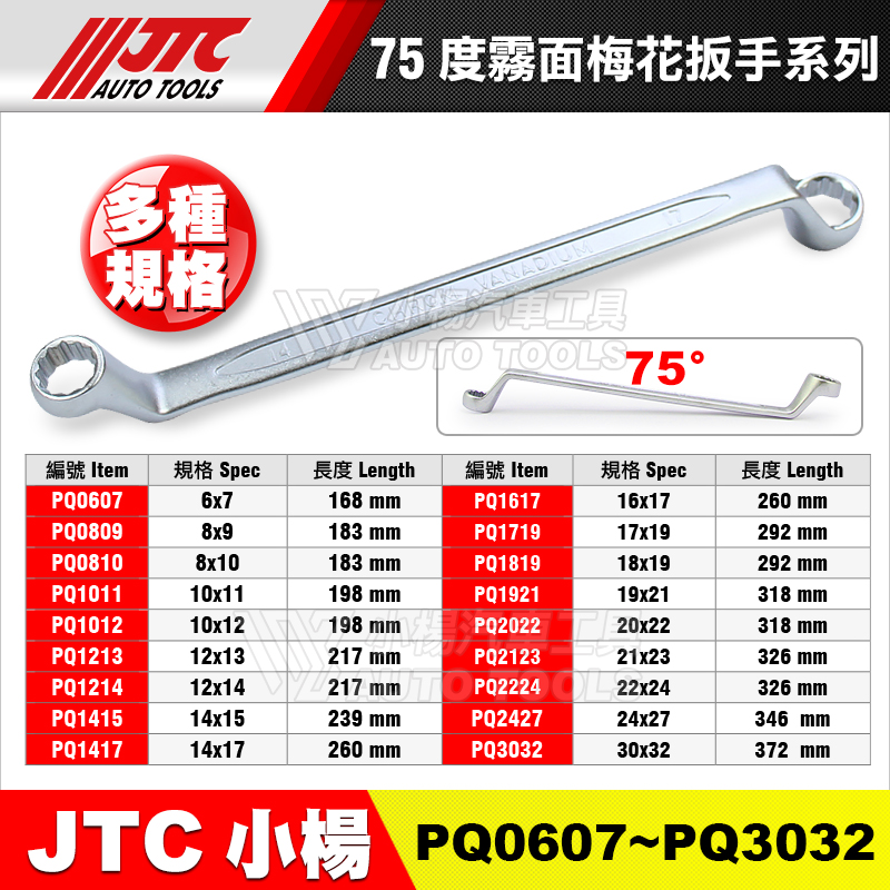 JTC 75°霧面梅花扳手 PQ系列